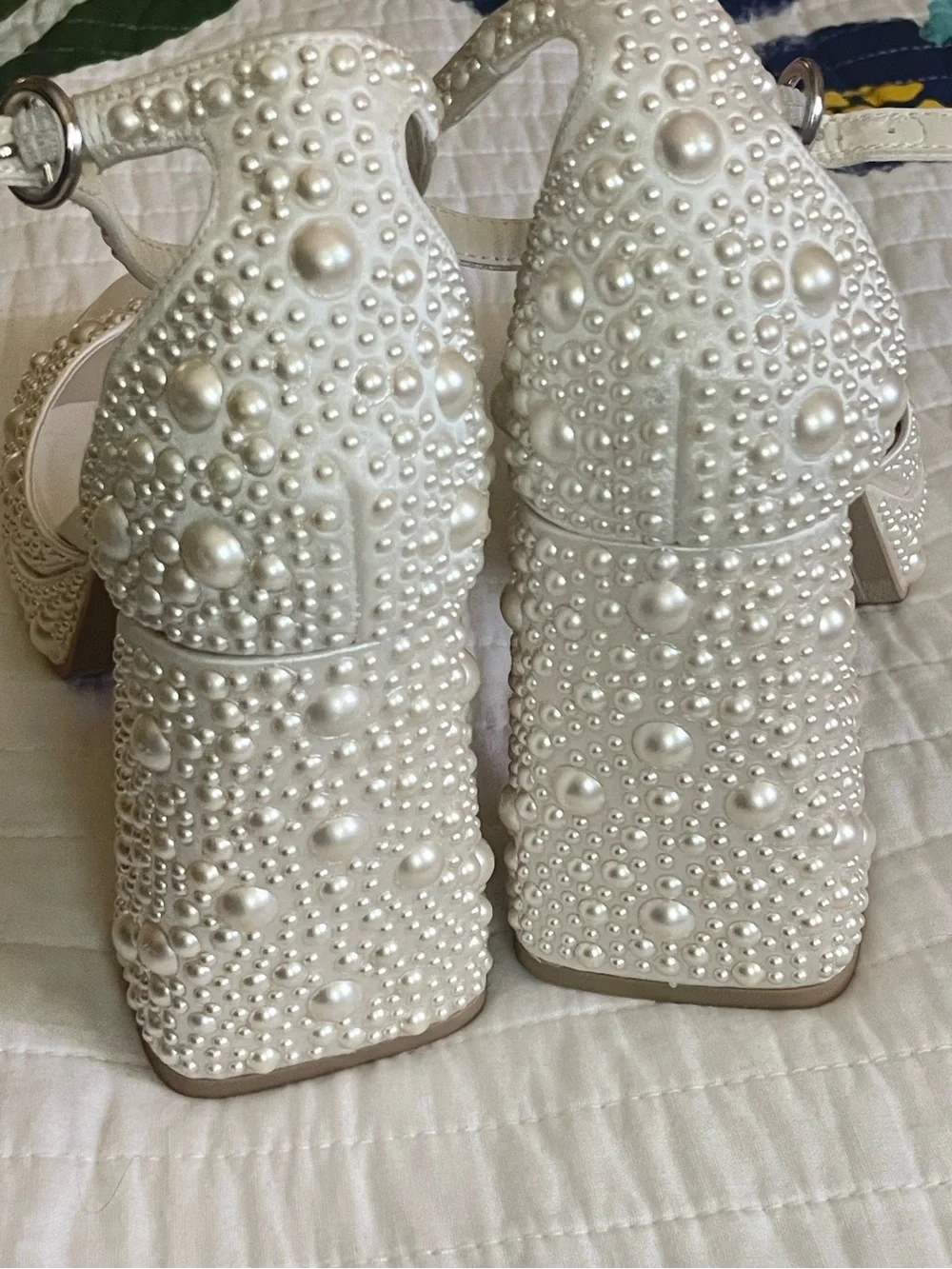 Dolce Vita Pandro Pearl-Embellished Platform Heel in Ivory